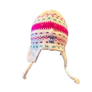 Vintage Murray Merkley Handmade Wool Earflap Hat Fair Isle Pom Pom Ski